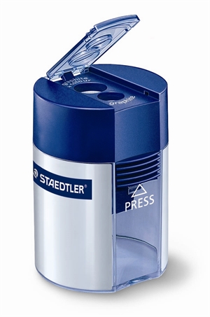 Staedtler Puntenslijper met houder Double zilver/blauw